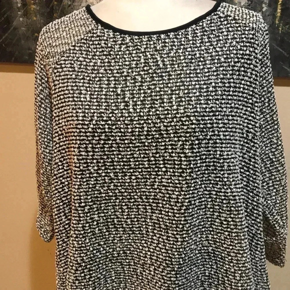 Shannon Ford New York Mixed Fabric Blouse w/3/4 Sleeves & Chiffon Underneath-L - Picture 6 of 9